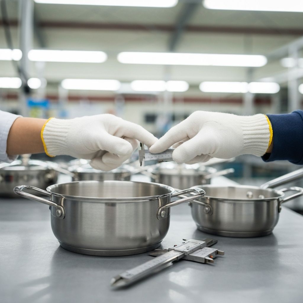 Quality control inspection of Goldilocks cookware manufacturing